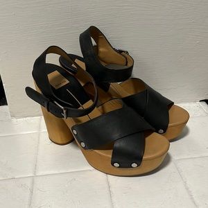 Dolce Vita Leather and Wood Platform Sandal